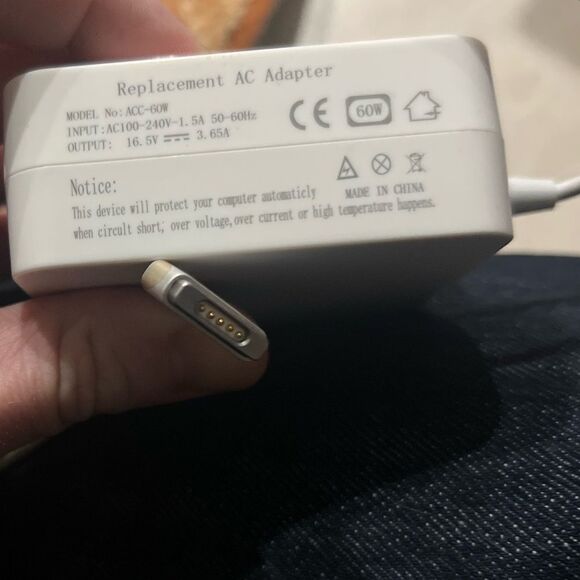 60W MagSafe 2 Power Adapter + MagSafe 2 to USB-C Charging Cable (For MacBook) - Picture 1 of 5